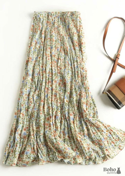 Boho Skirts in Green Garden For Women